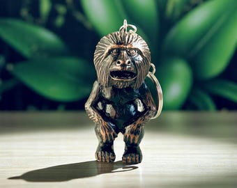 Hand-Carved Bigfoot Keyring, Java Artisan Wood Charm