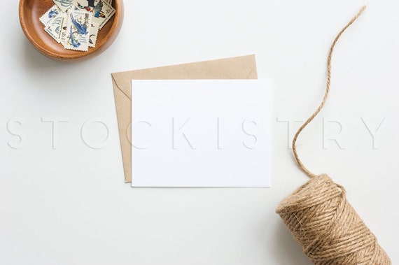 Styled Stock Photography Kraft Envelope White Card Twine
