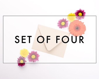 Download Free SET OF 4: Envelope & Flowers Styled Stock Photography, Styled Desktop Small Business Branding, Product Mockup, Purple Orange Yellow Flowers PSD Template