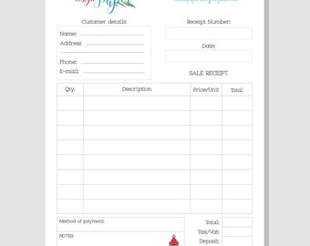 receipt book etsy