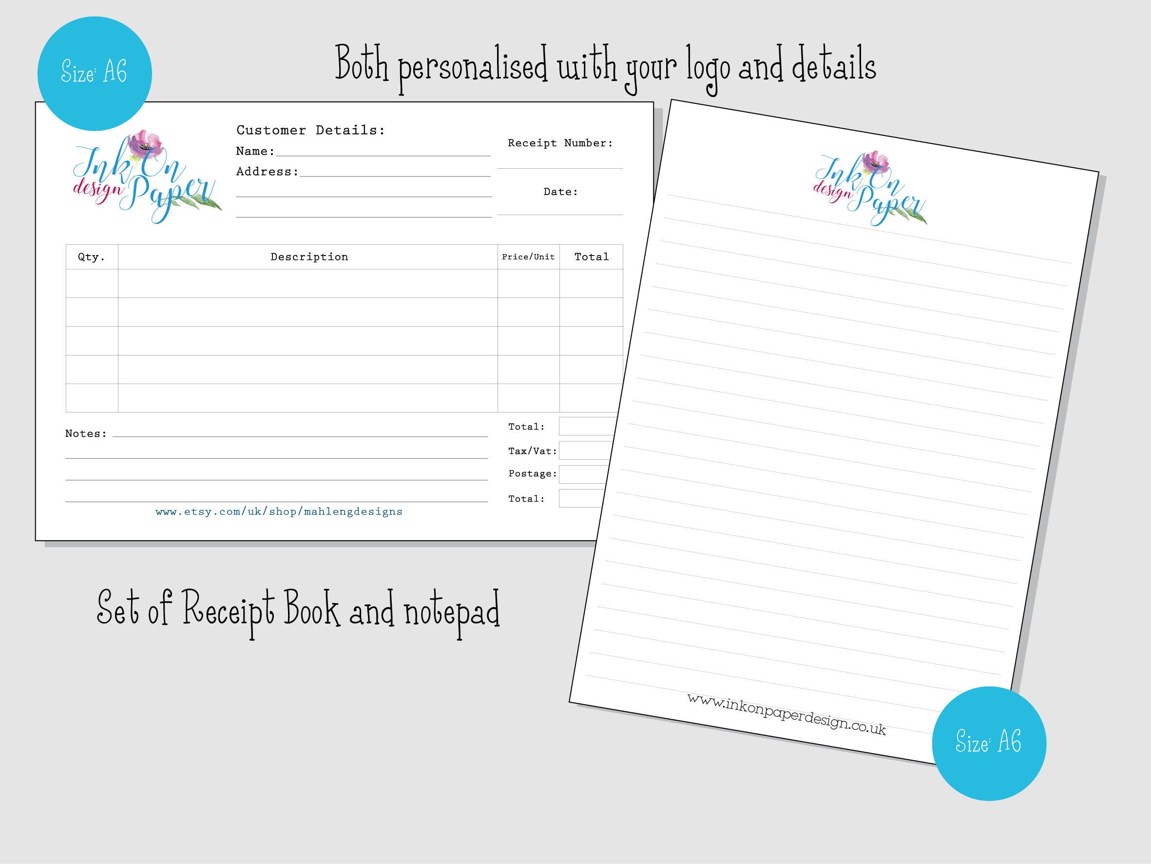receipt book and notepad set of 2 receipt book petty etsy