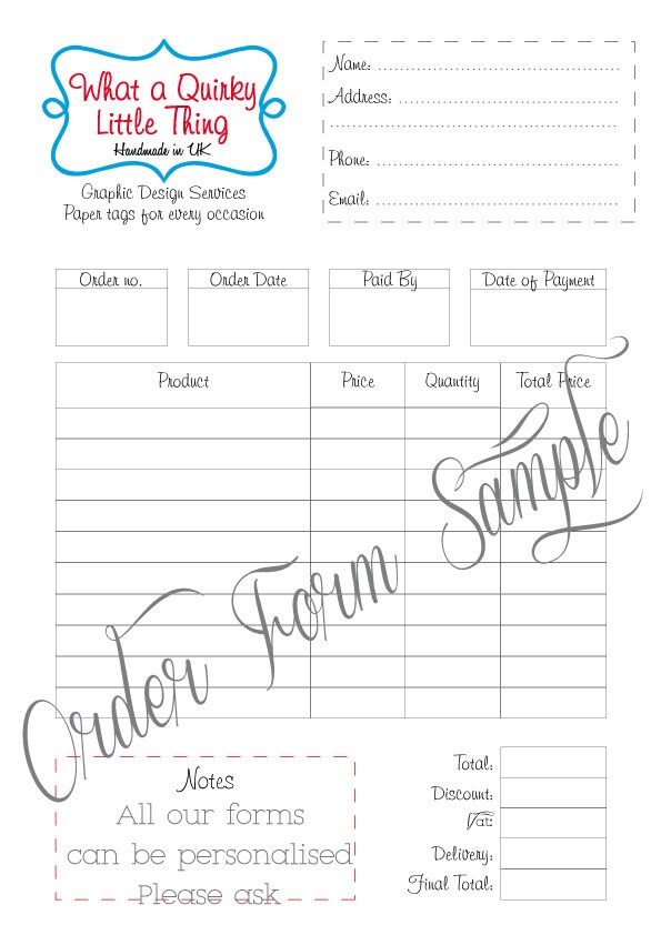 Custom Order Form Printable Form Editable template | Etsy