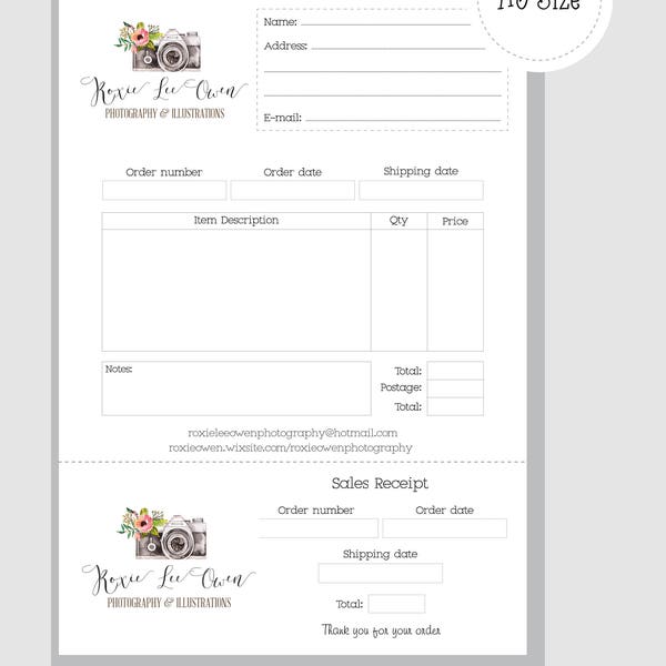 Custom Order Book, Receipt slip, Sellers stationery, A5 size, tear away pages, craft fairs