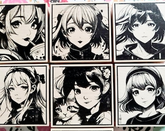 Anime, days of the week, Rubber stamps, journaling, stationery