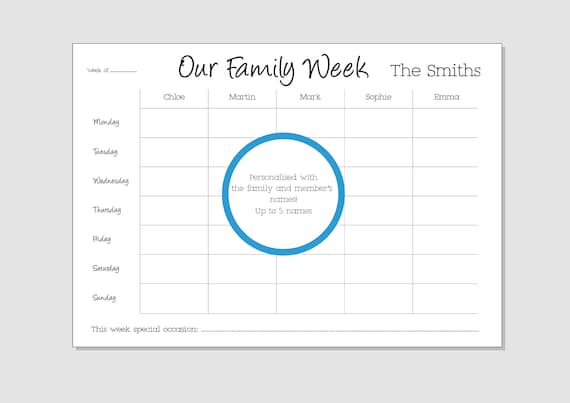 family planner weekly organizer personalised planner a4 etsy family planner organizer