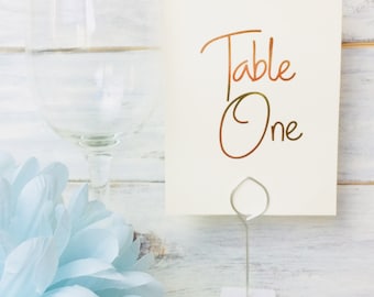 Wedding Table Numbers, A6 wedding cards, metallic printing, Wedding Table decor, Wedding stationery, Reception Table decor