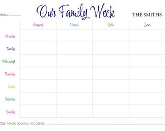 Family Planner - Weekly organizer - Personalised planner - A4 and A5 Planner pad, 55 sheets - Gift for family - memo pads, New family gift