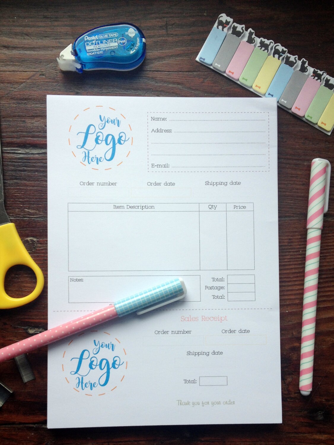 Sale Receipt Book PRINTABLE RECEIPT BOOK Custom Receipt Etsy