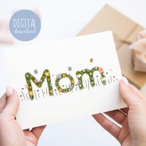 Muttertag Grußkarte Geburtstagskarte für Mama Geburtstagsgeschenk Sofort Danke Mama Blumen Karte mit Liebe Karte von Kathrin Legg