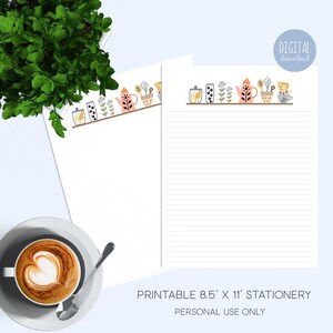 Papelería para escribir cartas, con y sin líneas, 8,5 x 11 pulgadas, con temática de cocina, descarga digital, ilustrada por Kathrin Legg