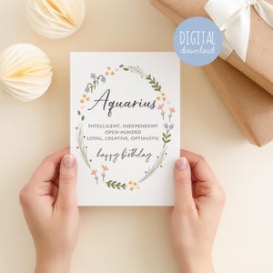 Cadeau Verseau, carte d'anniversaire Verseau, carte de joyeux anniversaire instantanée de janvier, cadeau pour elle, cadeau pour maman, cartes Verseau Kathrin Legg