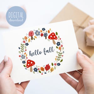 Tarjeta de agradecimiento Descarga instantánea Tarjeta de otoño Tarjeta de felicitación de Acción de Gracias Tarjeta de agradecimiento Regalos para amigos