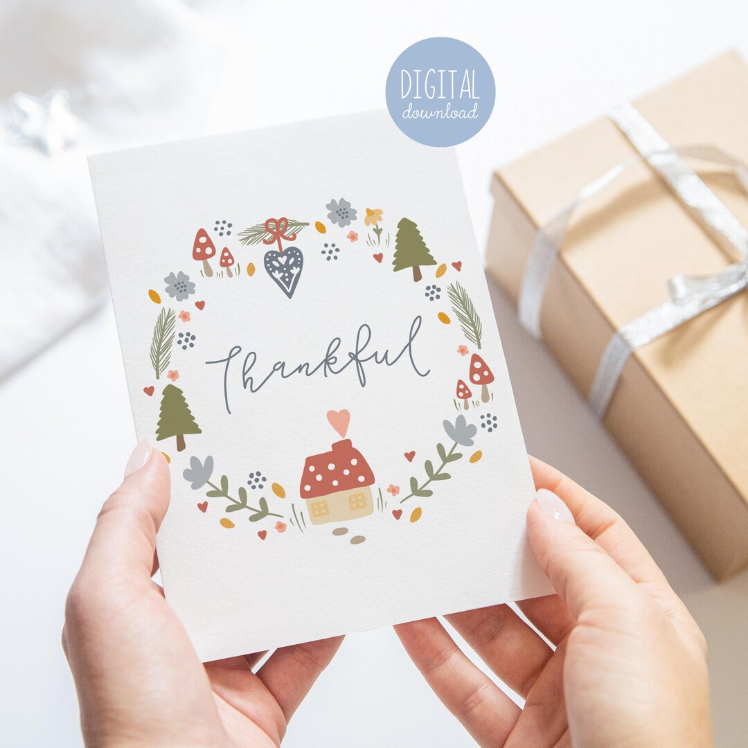 Thankful for You Card Instant Fall Thanksgiving Greeting Card Thank You ...