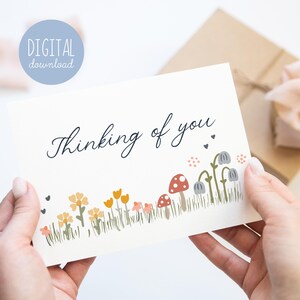 Carte Thinking of You à téléchargement immédiat Carte de voeux florale dessinée à la main par Kathrin Legg Cartes de sympathie Cadeau de guérison