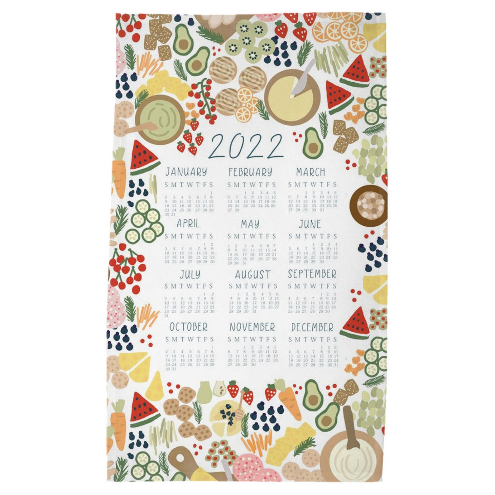 2022 Tea Towel Calendar Kitchen Gifts For Mom Kitchen Wall Etsy