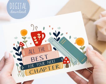Nouvelle carte d'aventure imprimable Cadeau pour les amateurs de livres Téléchargement instantané Nouvelle maison Nouvel emploi Carte de fin d'études de félicitations ou cadeau de retraite