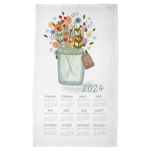 2024 Calendar Tea Towel | 2024 Kitchen Tea Towel | Kathrin Legg Tea Towels