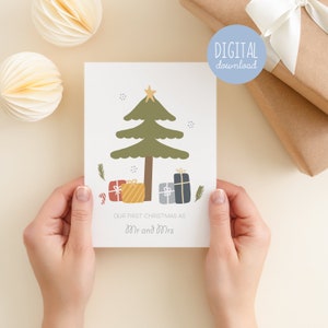 Cartão de felicitações de primeiro Natal para recém-casados | Cartão de felicitações de primeiro Natal escandinavo para impressão ilustrado por Kathrin Legg