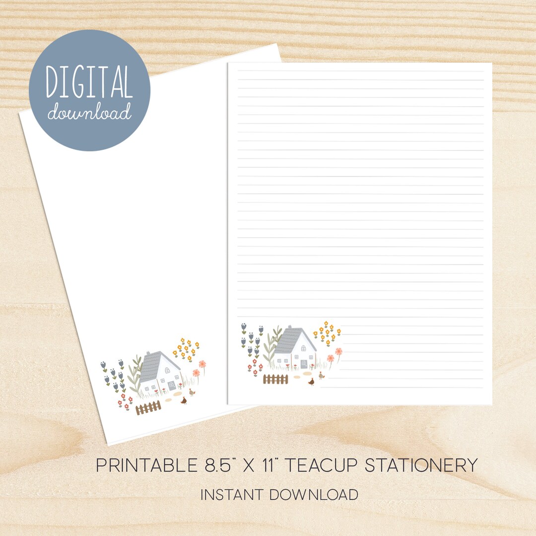 Chicken Printable Stationery Letter Writing Lined Unlined 8.5 - Etsy