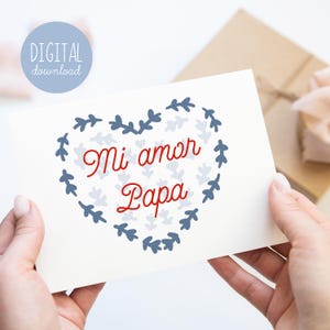 Mi Amor Papa Birthday Card | Printable Mi Amor Papa Fathers Day Card | Simple Heartfelt Gift for Dad Heartfelt Gift for Papa Sympathy Cards