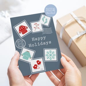 Biglietti di auguri di buone feste stampabili, regali per la mamma, biglietti di auguri per le feste dei bambini, regalo di Natale per la classe per bambini, cassetta postale di Babbo Natale