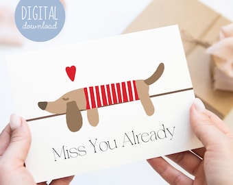 Cartão de Saudades para Dachshund: Saindo do Trabalho, Presente de Aposentadoria (PDF)