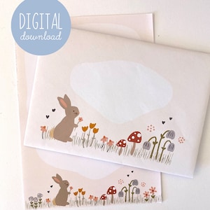 Bonito juego de papelería para escribir cartas para niños. Juego de cartas de primavera. Regalo para amantes de la papelería. Regalo para niños. Proyecto de manualidades. Escritura de cartas DIY para niños.