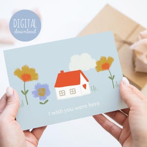 Carte vous manquez à téléchargement immédiat Carte de voeux florale dessinée à la main par Kathrin Legg Envoi d'un cadeau d'amour pour un petit ami Je pense à toi