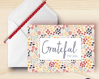 Thanksgiving Cards Grateful for You Greeting Cards | Thank You Greeting Cards Hand Drawn by Kathrin Legg | Teacher Appreciation