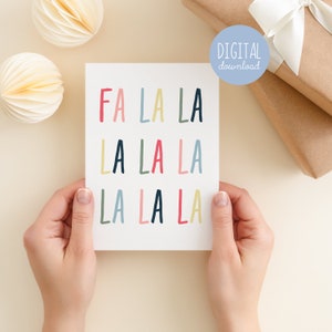 Biglietto di canti natalizi stampabile Biglietto di auguri digitale per le vacanze Biglietto di Natale Fa la la la per regali per bambini per lui