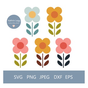 Retro Daisy SVG | Daisy PNG | Instant Download | Flower SVG | Floral Clipart | Flower Silhouette Cut File | Daisy Cricut File | Digital File