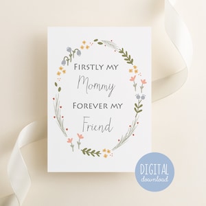 Mothers Day Card Printable Birthday Card for Mom from Daughter Wildflower Wreath Instant Card with Heartfelt Message Kathrin Legg