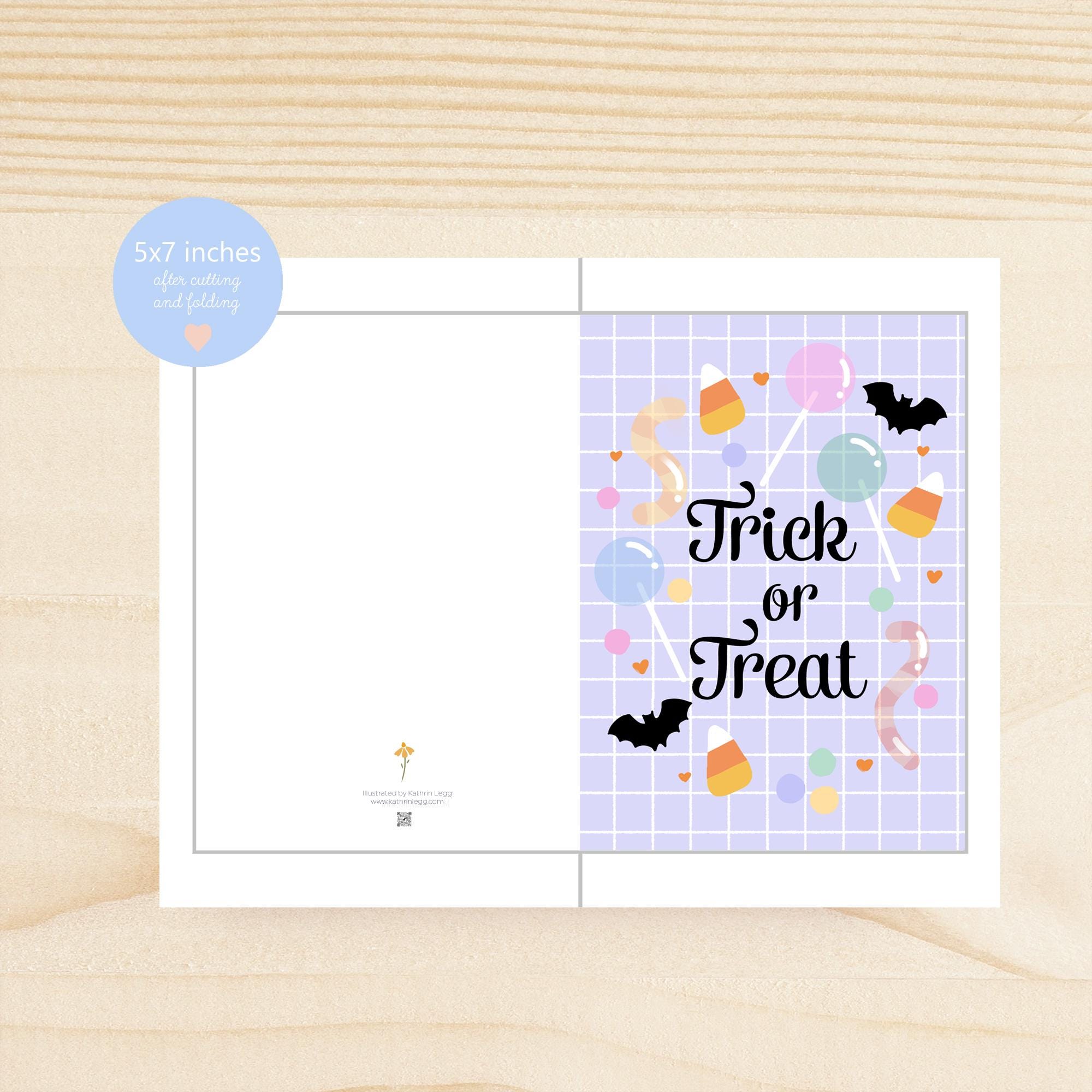 Printable Trick or Treat Halloween Card: Candy Design (digital Download ...