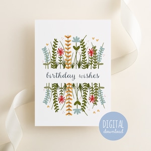 Druckbare Blumen alles Gute zum Geburtstag Grußkarte für Mama Sofortige Blumenkarte für Mama Handgezeichnet von Kathrin Legg