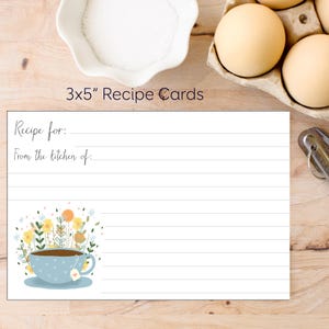 Cartões de receita 3x5" digitais para download instantâneo, receita de culinária para cozinha no campo, presente para ela, presente de menina da fazenda, ilustrado por Kathrin Legg