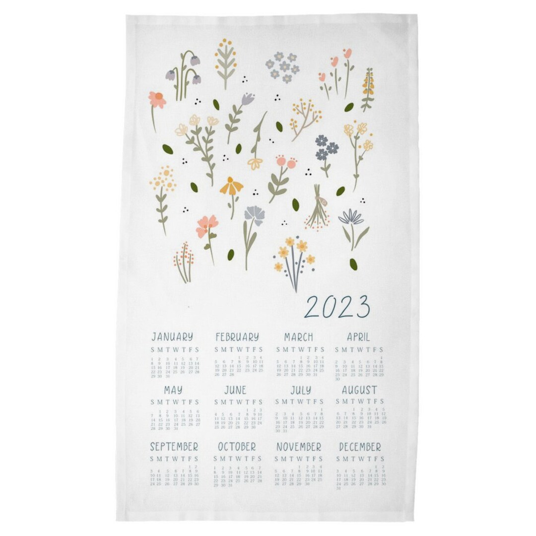 2023 Tea Towel Calendar Wildflowers Wildflower Calendar Etsy