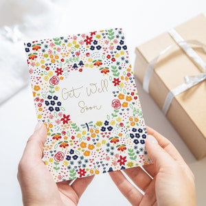 Bulk Get Well Soon Greeting Cards Pretty Floral Thinking of You Cards Hand Drawn by Kathrin Legg Pack of 5 Get Well Soon Gift