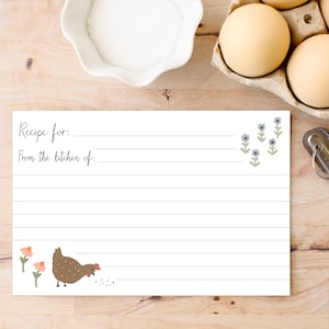 Hähnchen Rezept Karte | Digital Sofort Download Rezept Karte 10 x 15 Illustriert von Kathrin Legg