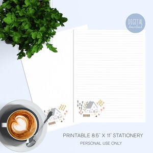 Papelería imprimible con forma de pollo, para escribir cartas, con líneas y sin líneas, de 8,5 x 11 pulgadas, para descargar en formato digital, ilustrada por Kathrin Legg