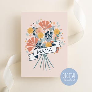 Muttertags-Grußkarte Printable Geburtstagskarte für Mama Geburtstagsgeschenk sofort danke Mama Blumen mit Liebe Karte für Mama Kathrin Legg
