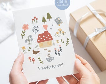 Tarjeta de agradecimiento por ti: Saludo de Acción de Gracias de otoño (Descarga digital)
