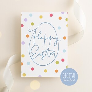 Tarjeta de Pascua imprimible, regalo de Pascua para niños, tarjeta de conejito de Pascua, huevo de Pascua, Pascua JPEG, descarga instantánea