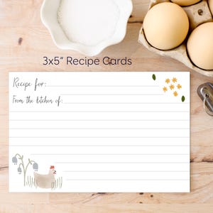 3x5" Huhn Rezept Karte | Digitale Sofort Download Rezept Karte Bauernhof Mädchen Illustriert von Kathrin Legg