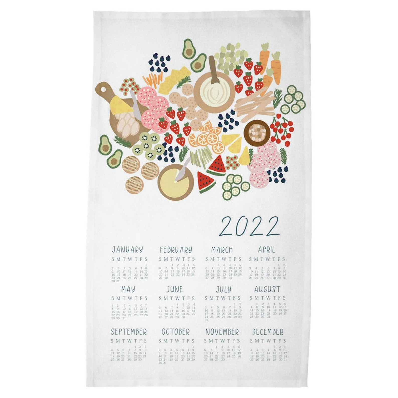 2022 Tea Towel Calendar Kitchen Wall Art 2022 Food Wall Etsy