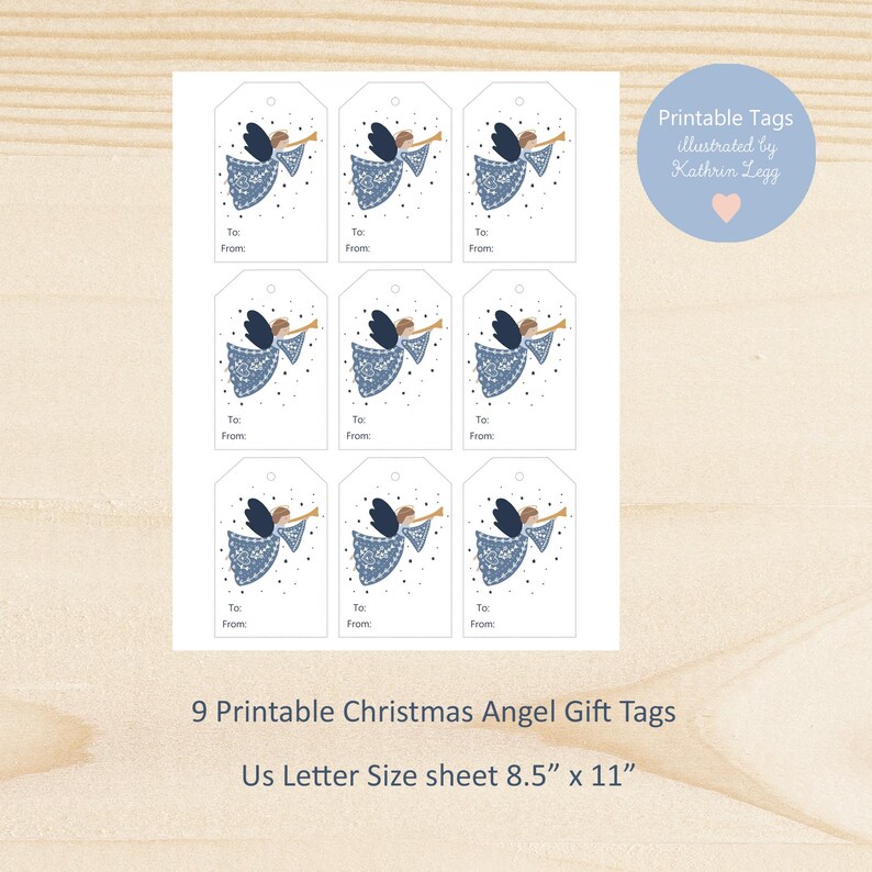 Christmas Angel Gift Tags, Printable Holiday Tags (PDF, PNG, JPEG) - Etsy