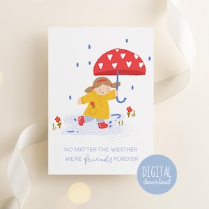 Tarjeta de amistad digital imprimible, tarjeta "Pensando en ti" para una amiga, tarjeta de agradecimiento, tarjeta de "Mejórate pronto" para una hermana, tarjeta de amigos para siempre.
