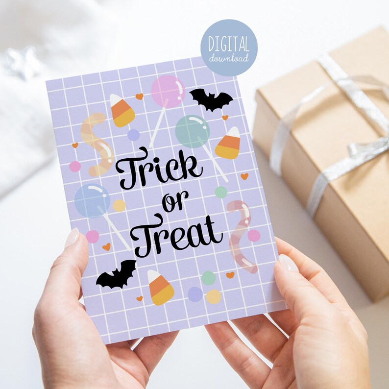 Printable Trick or Treat Halloween Card: Candy Design (digital Download ...