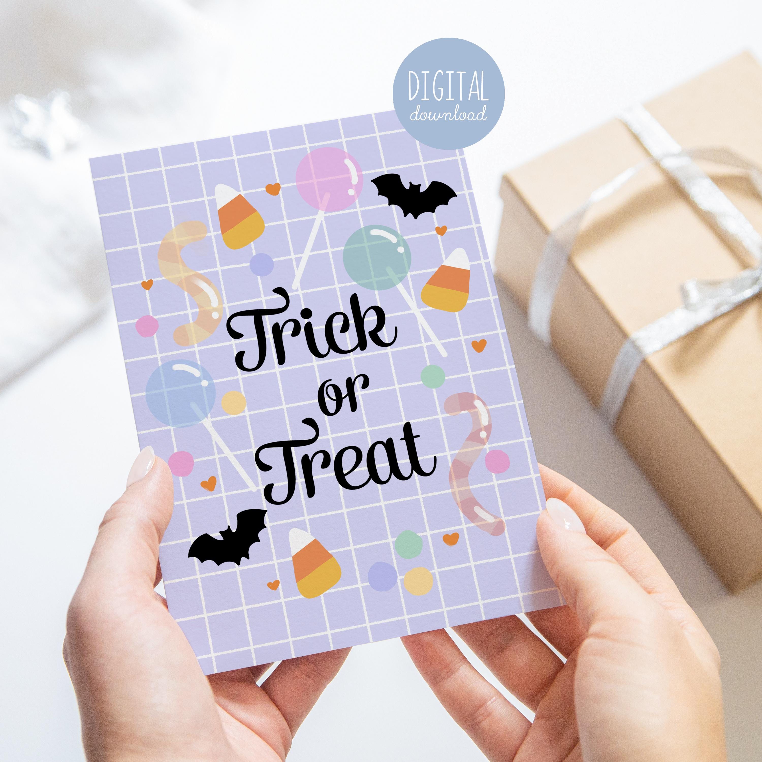 Printable Trick or Treat Halloween Card: Candy Design (digital Download ...