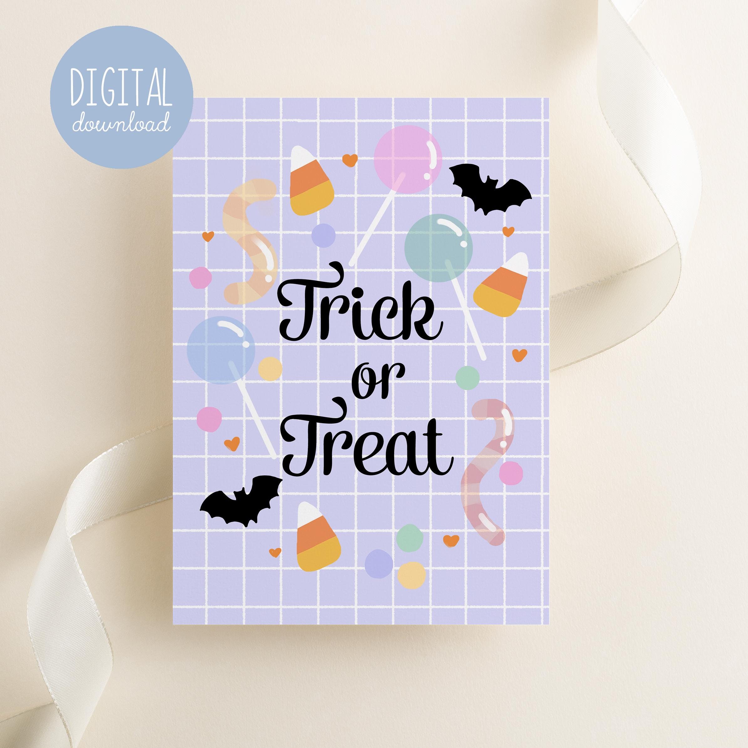 Printable Trick or Treat Halloween Card: Candy Design (digital Download ...