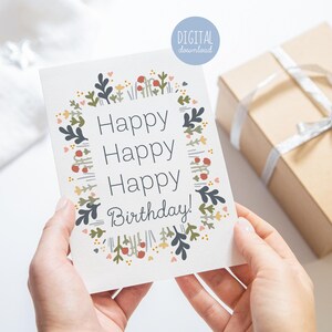 Happy Birthday Grußkarte illustriert von Kathrin Legg Sofortige Geburtstagskarte Geschenk für Sie, Geschenk für Mama, Geschenke am Arbeitsplatz